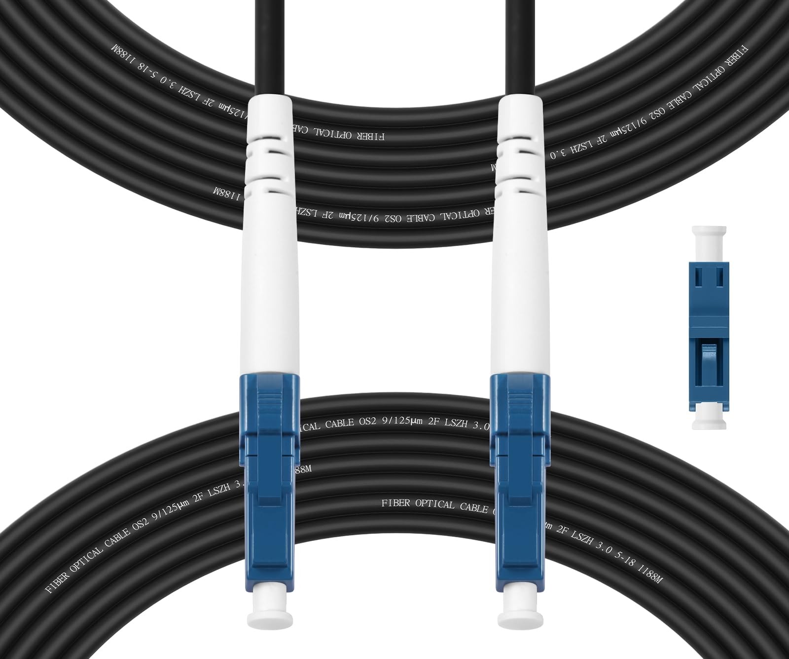 Fibergaga 50M Armored LC to LC OS2 Single Mode Fiber Cable