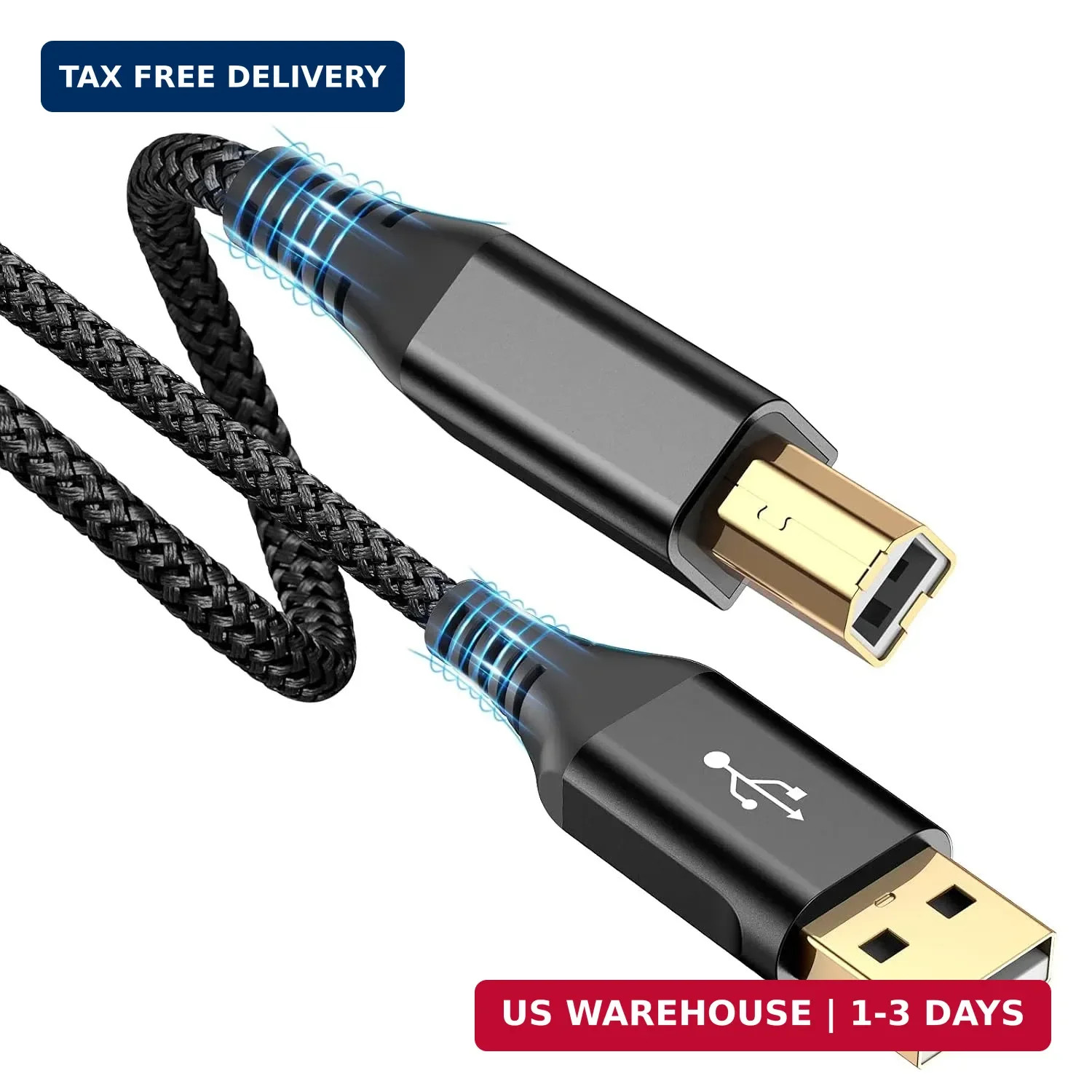 Printer Cable 10ft, USB-A to USB-B Cable, High Speed Nylon Braided Scanner Print