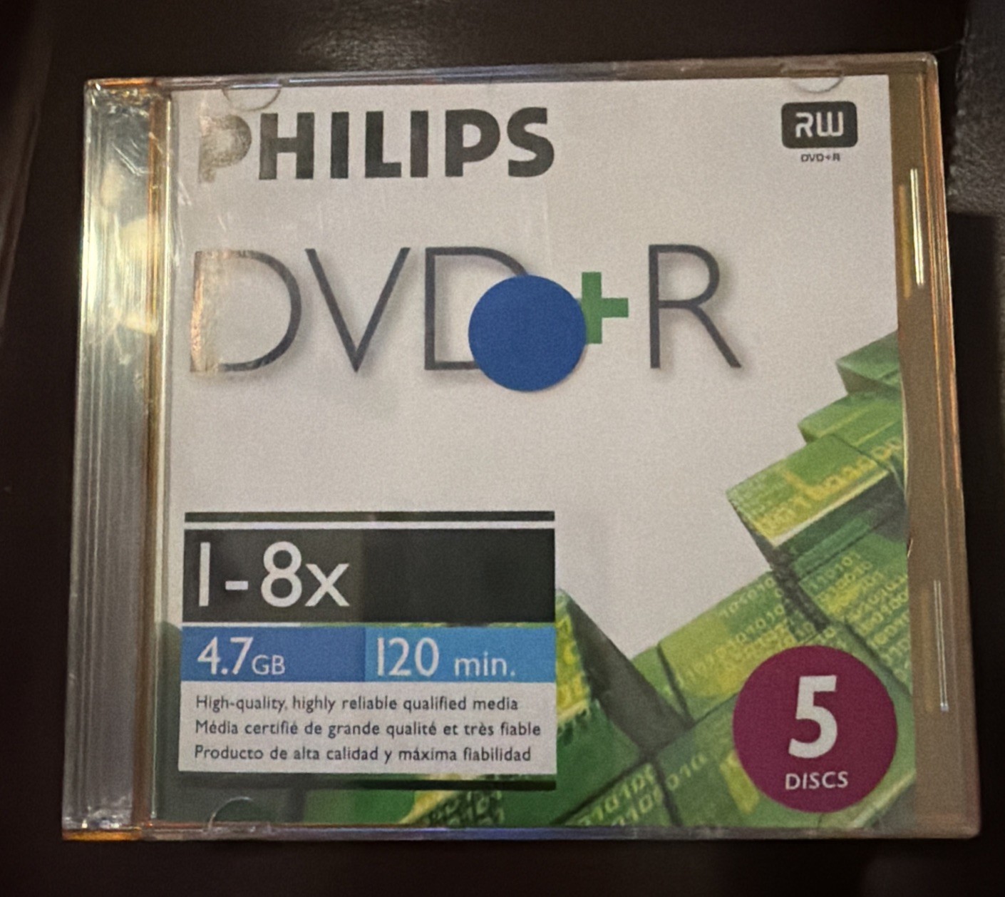 Philips 5 Pack DVD R 4.7 CD High Speed 1 8X 700MB 120 Minutes New w Jewel Cases