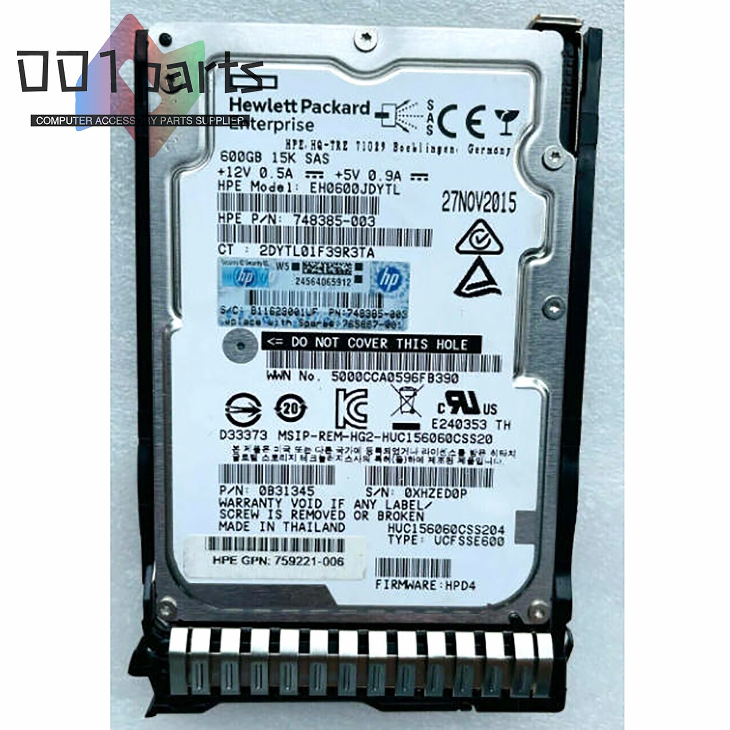 HPE HDD ENT SC NEW FACTORY SEALED 759212-B21 759548-001 600GB 12G SAS 15K 2.5"