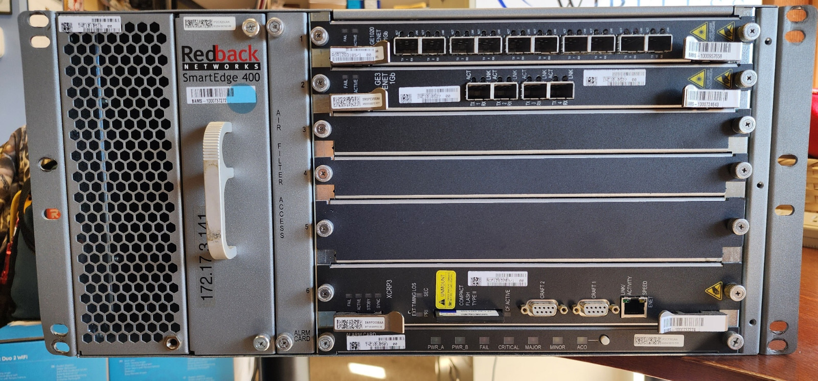 ERICSSON REDBACK NETWORKS SMARTEDGE 400 CHASSIS w/Multiple Modules and Power Sup