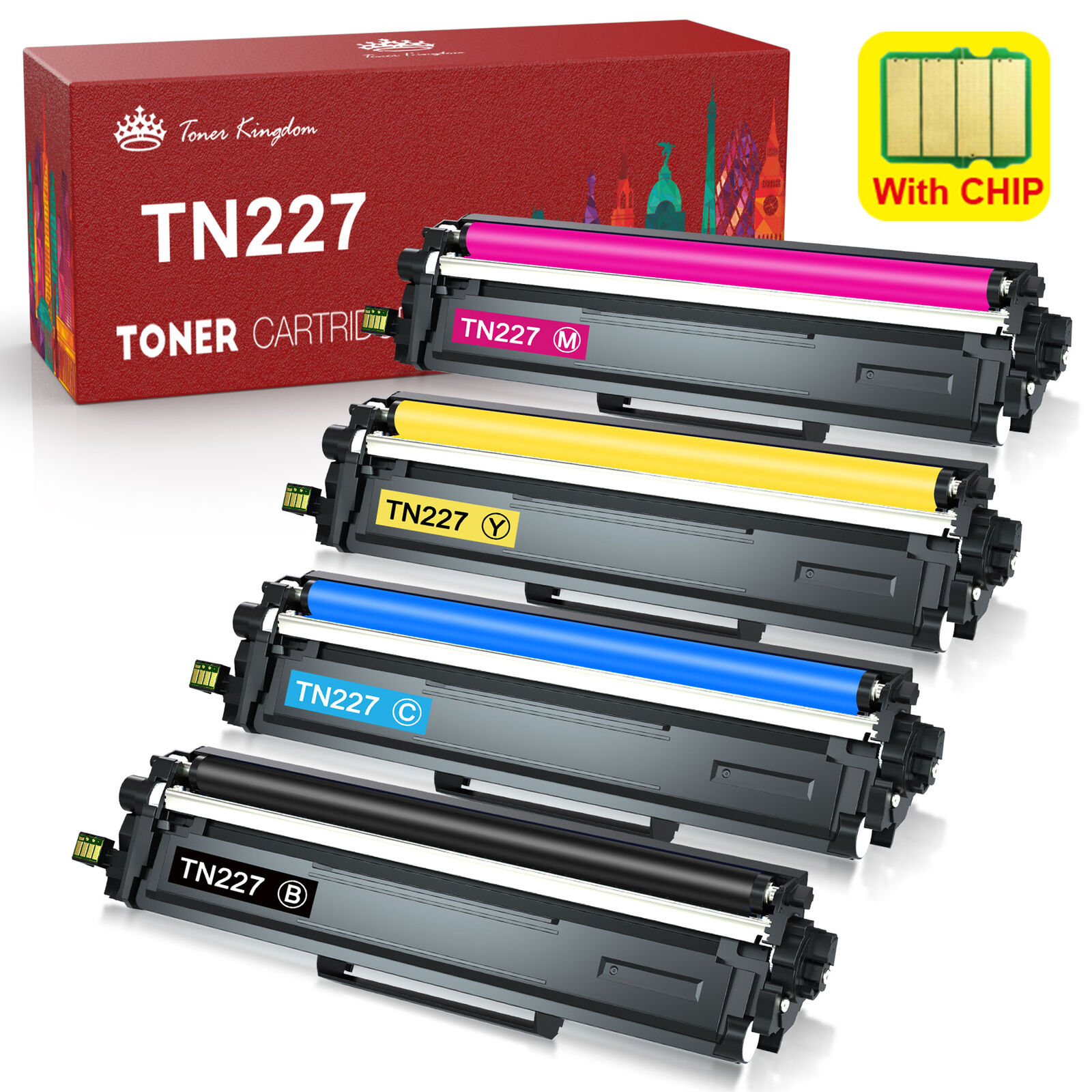 4Pc TN227 Toner Cartridge for Brother HL-L3270CDW L3290CDW MFC-L3710CW L3750CDW