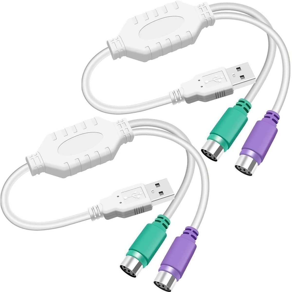 2 PCS PS2 To USB A Adapter Cable Keyboard Mouse PS/2 Male To USB A Male Plug