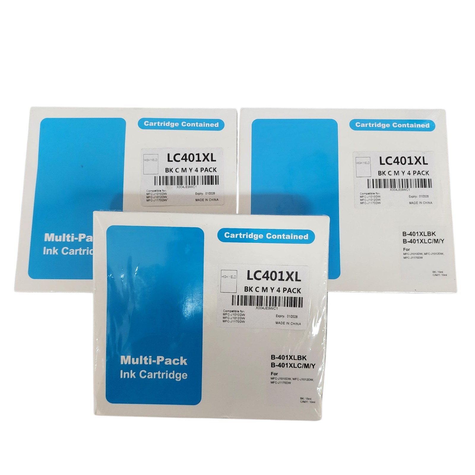 Lot Of 3 - 4 Pack LC-401 XL Ink Cartridges for Brother EXP 01/28 Black Cyan 
