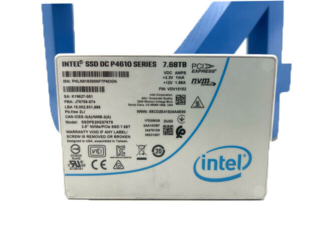 INTEL SSDPE2KE076T8 7.68TB U.2 2.5in P4610 NVMe SSD