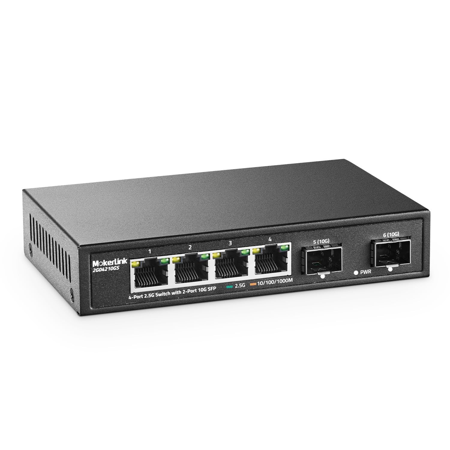 MokerLink 4 Port 2.5G Ethernet Switch with 2x10G SFP, 4 x Base-T Black