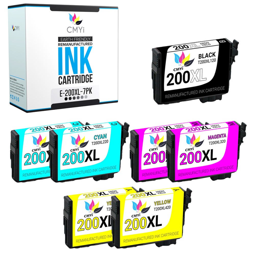 7PK CMYi Replacement 200XL Ink Cartridges for Epson Workforce WF-2520 2530 2540