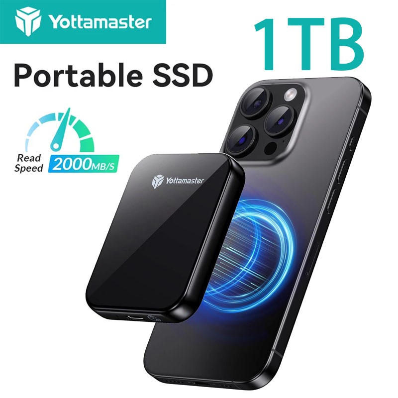 Yottamaster 20 Gbps 1TB 2TB Magnetic External SSD Dock SSD Enclosure For iPhone