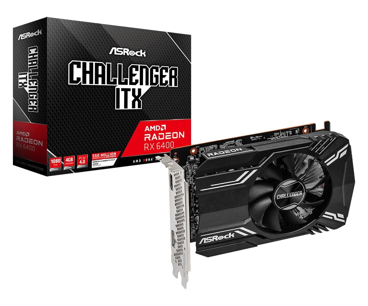 ASRock AMD Radeon RX 6400 Challenger ITX 4GB GDDR6 16 Gbps Graphics Card