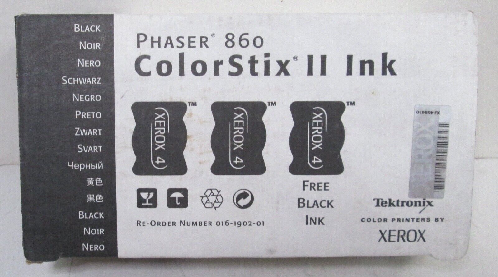 GENUINE XEROX TEKTRONIX PHASER 860 COLORSTIX 2 BLACK SOLID INK STICK 016-1902-01