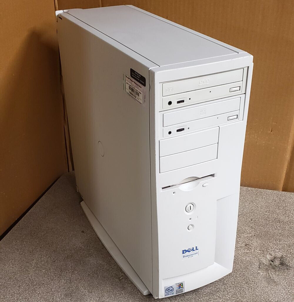 Vintage Dell Dimension 4100 tower PC, Pentium III 1.0GHz, 80GB, DVD Windows 98SE