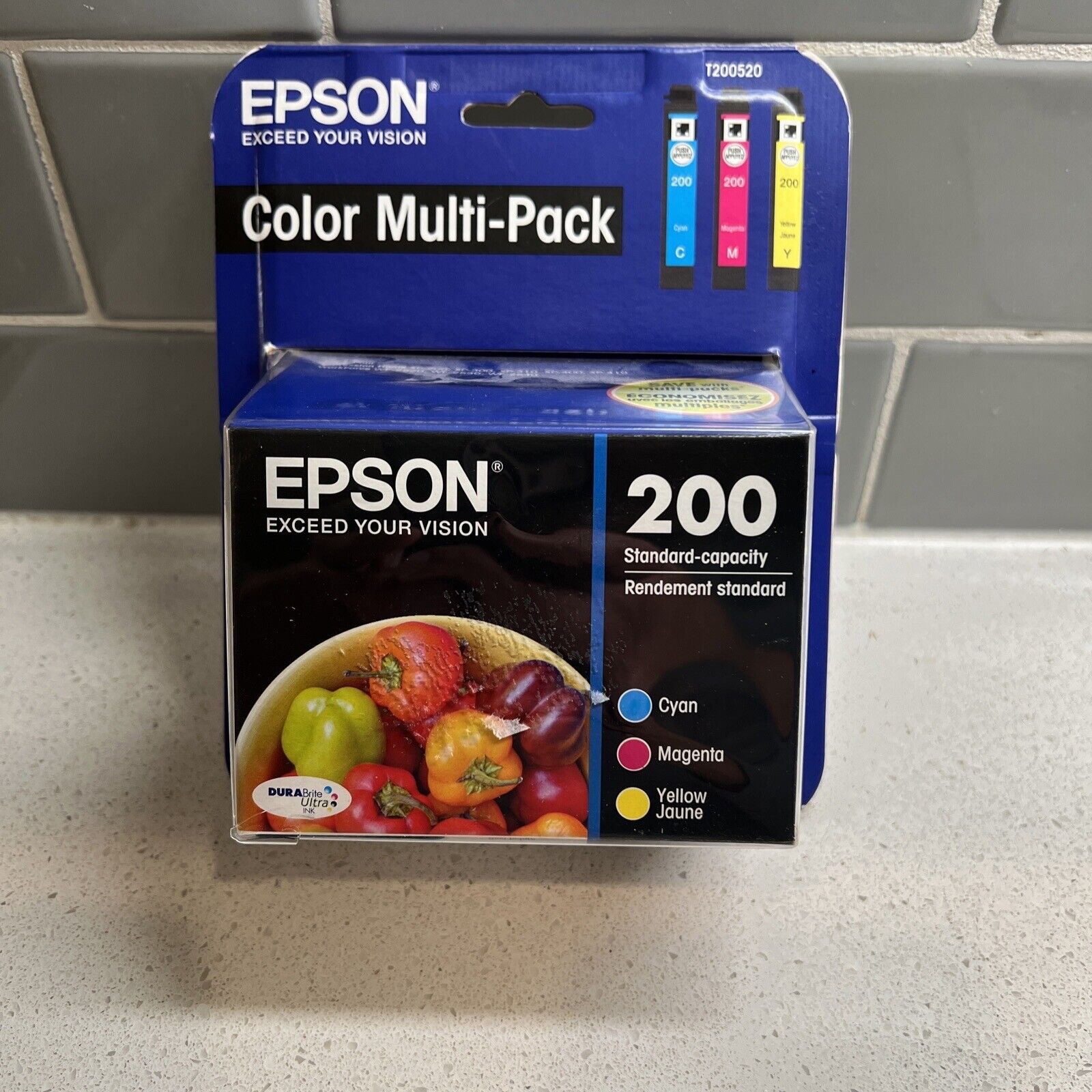 EPSON 200 Color Multi-Pack SEALED (Cyan,Magenta,Yellow) Expired 5/2017 T200520