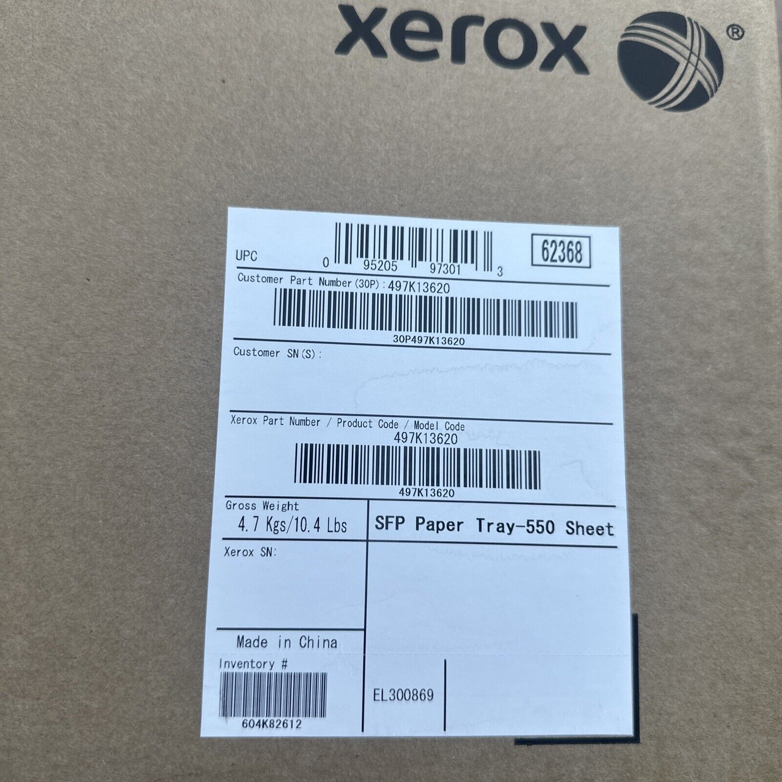 *NEW* Xerox Phaser 3610, VersaLink B400 Paper Feeder/Tray 550-Sheet 497K13620