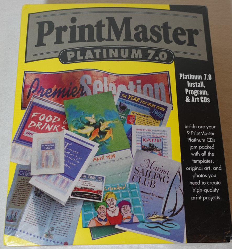 PrintMaster Platinum 7.0 Art Templates Print Projects Original Unused Sealed