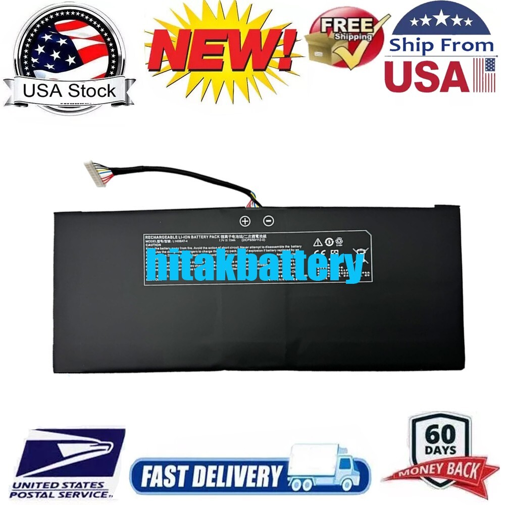 Battery for Hyperbook L14 Ultra Series L140BAT-4 6-87-L140S-72B01 2ICP5/50/112-2