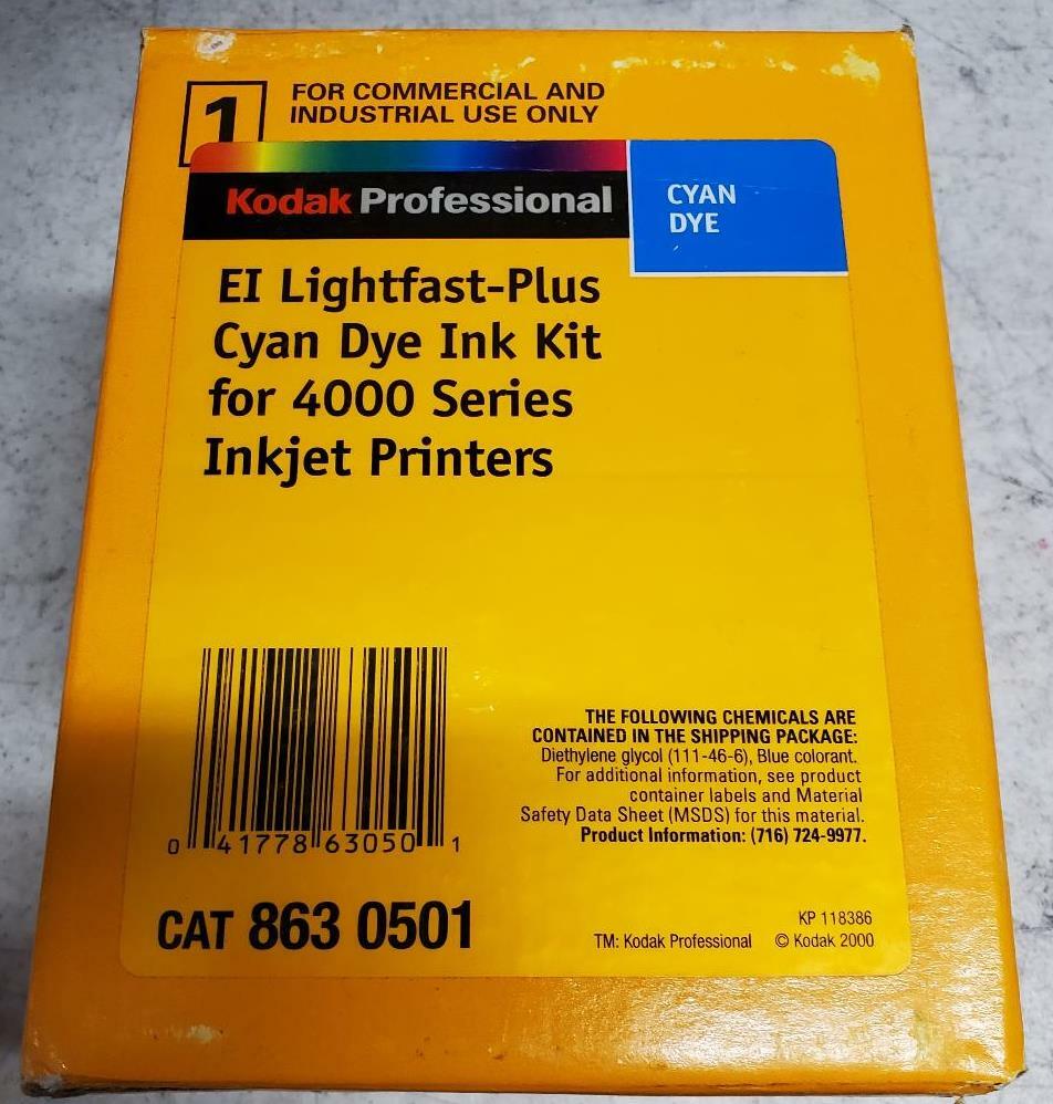 Genuine Sealed Kodak Encad Cyan EI Lightfast Dye Ink Kit 4000 8630501 500 ml