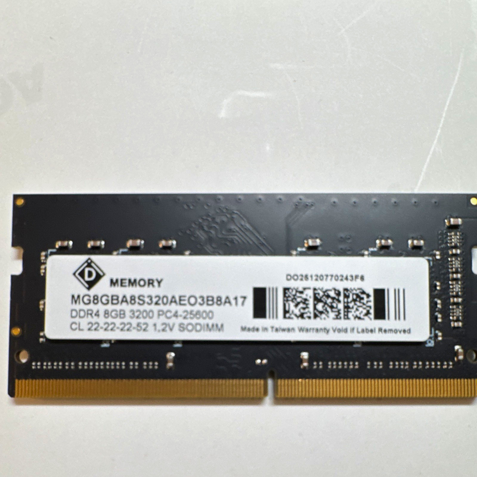 D MEMORY 8GB DDR4-3200 PC4-25600 260-Pin SO-DIMM RAM MG8GBA8S320AEO3B8A17