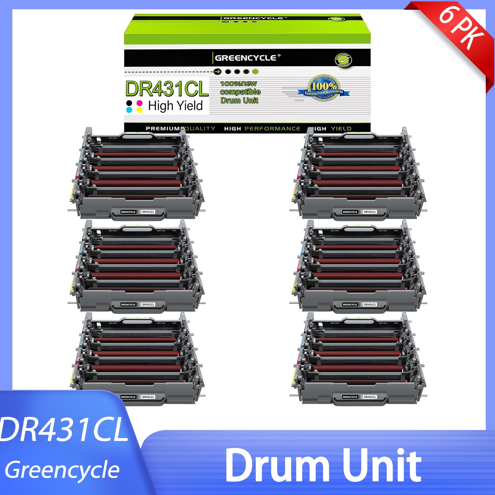 6PC Compatible Brother DR431CL Drum Unit 30,000 Pages For MFC-L8610CDW L8900CDW