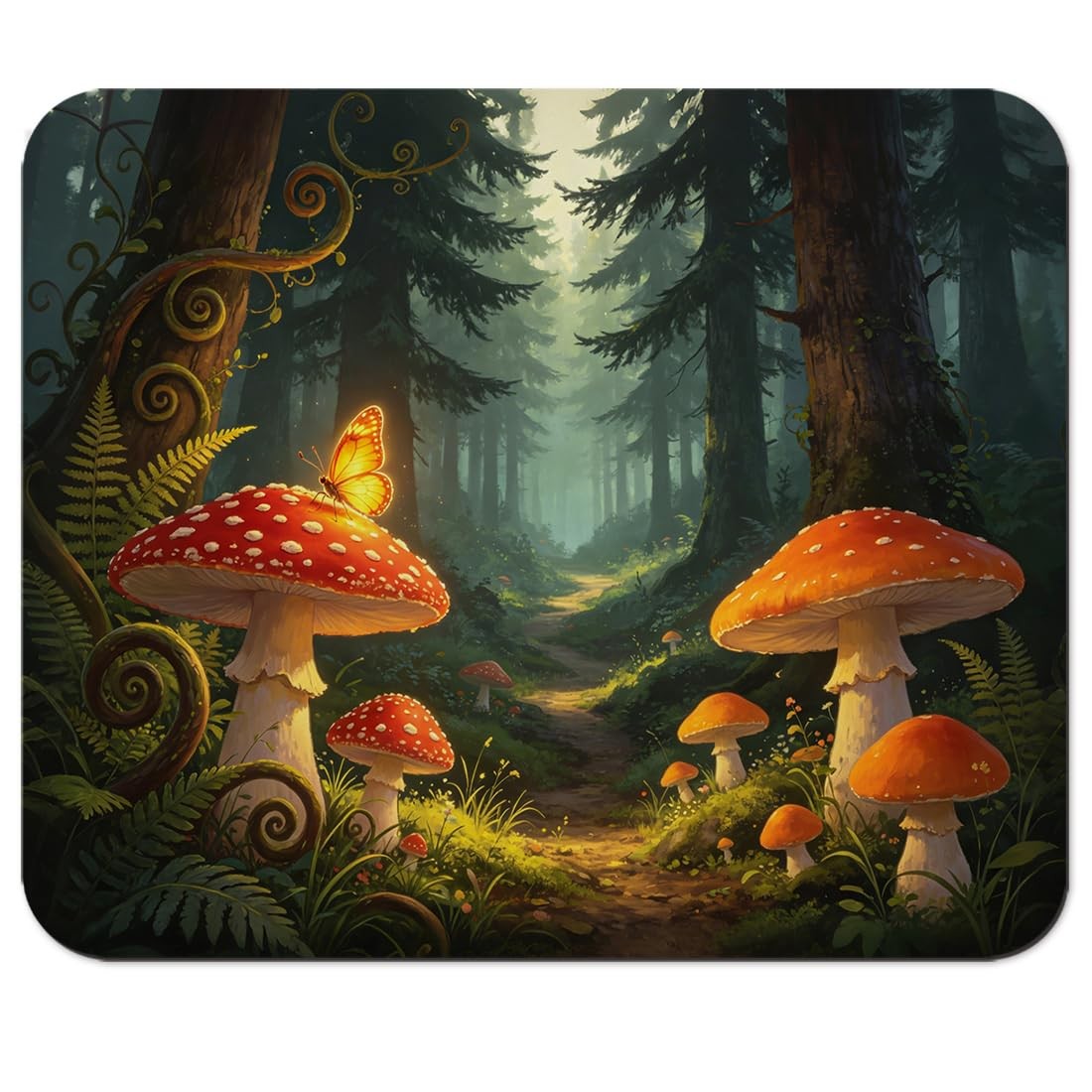 HAOSSUW Forest with Glowing Mushrooms Mouse Pad, 9.5x7.9