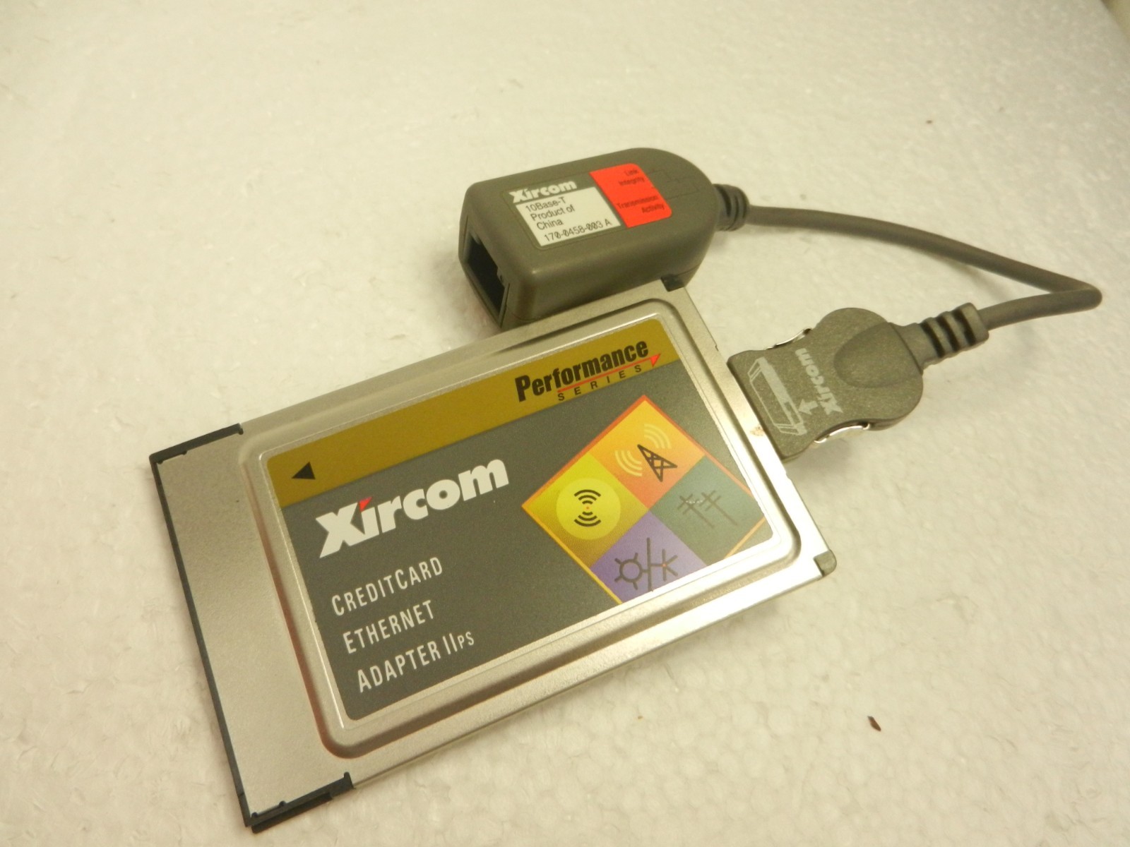 Xircom IIPS PS-CE2-10 LAPTOP PCMCIA Adapter W/ Ethernet Dongle 170-0458-003A
