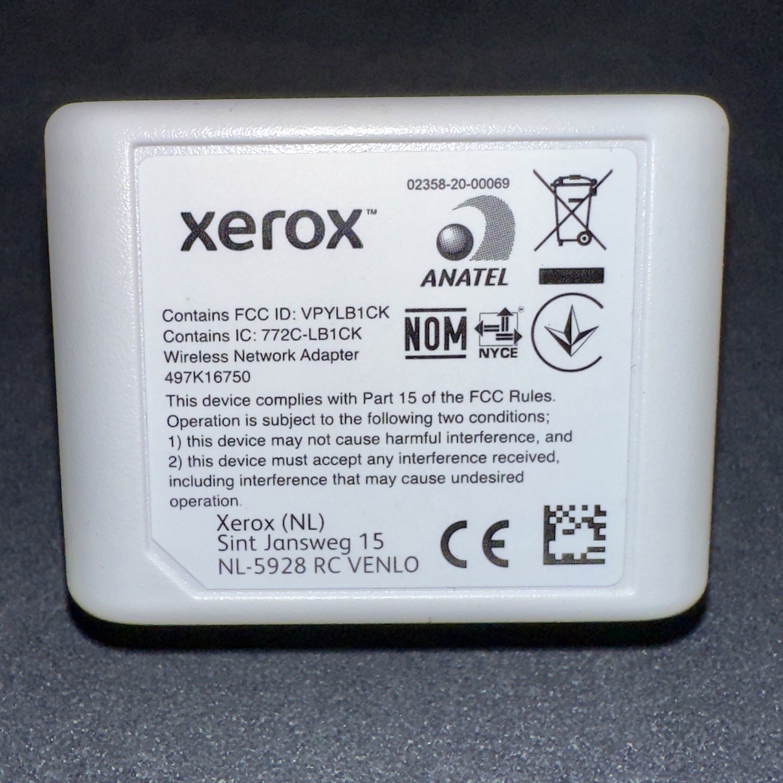 Xerox Wireless Network Adapter for VersaLink B400/B600/C400/C500/C7000 Printer