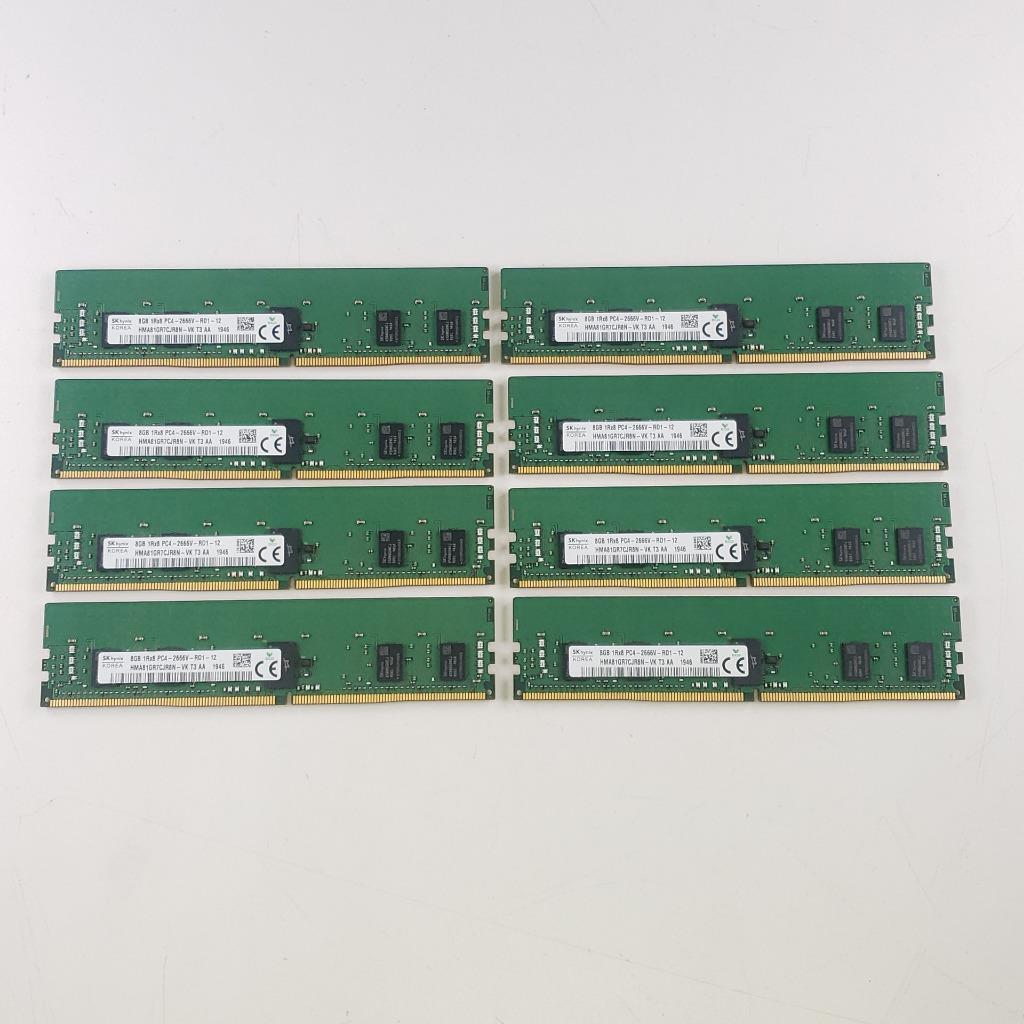 SK Hynix 64GB (8x8GB) PC4-2666V 1Rx8 DDR4 RDIMM Server RAM HMA81GR7CJR8N-VK