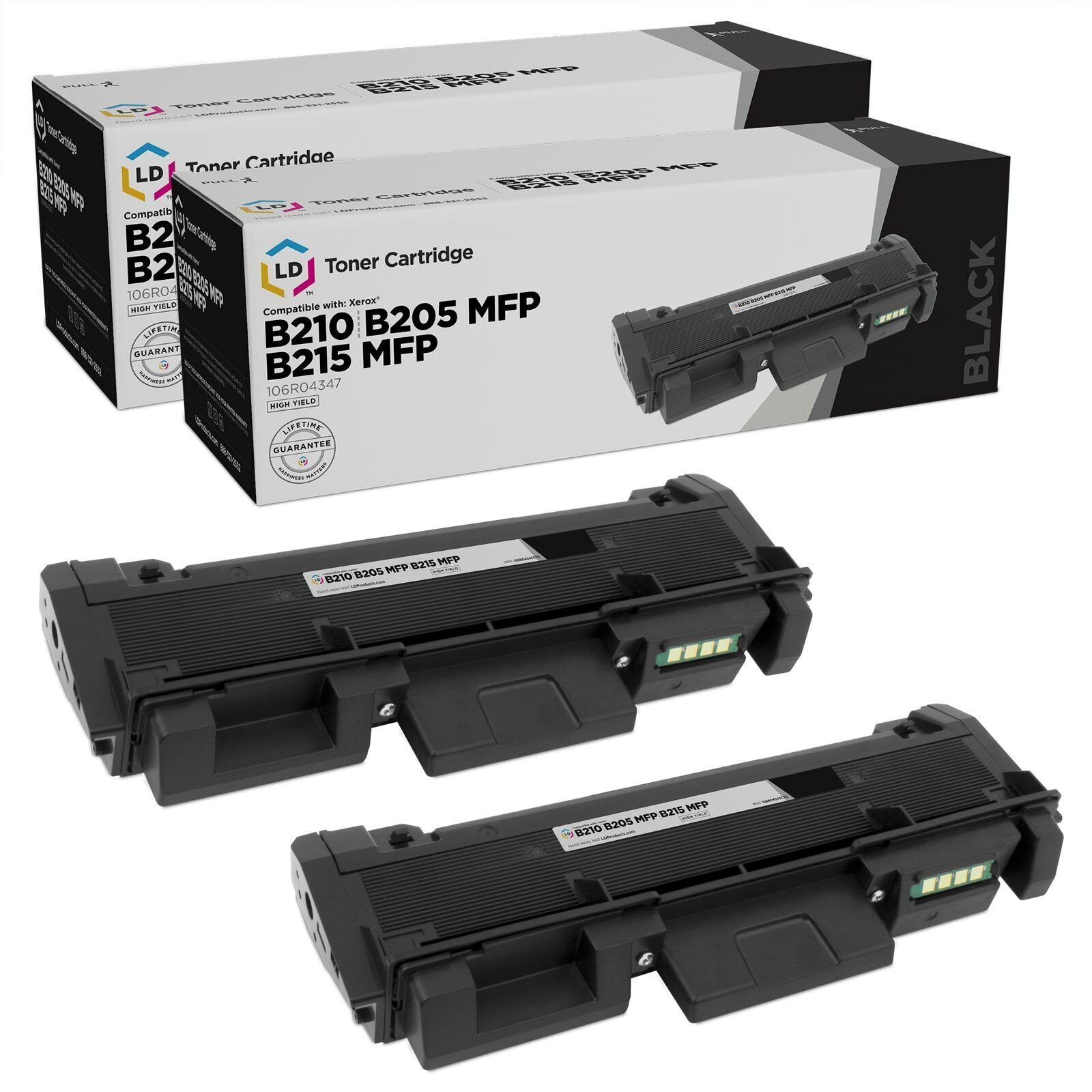 LD Compatible Xerox 106R04347 HY Black Toner Cartridge 2PK for B205, B210, B215