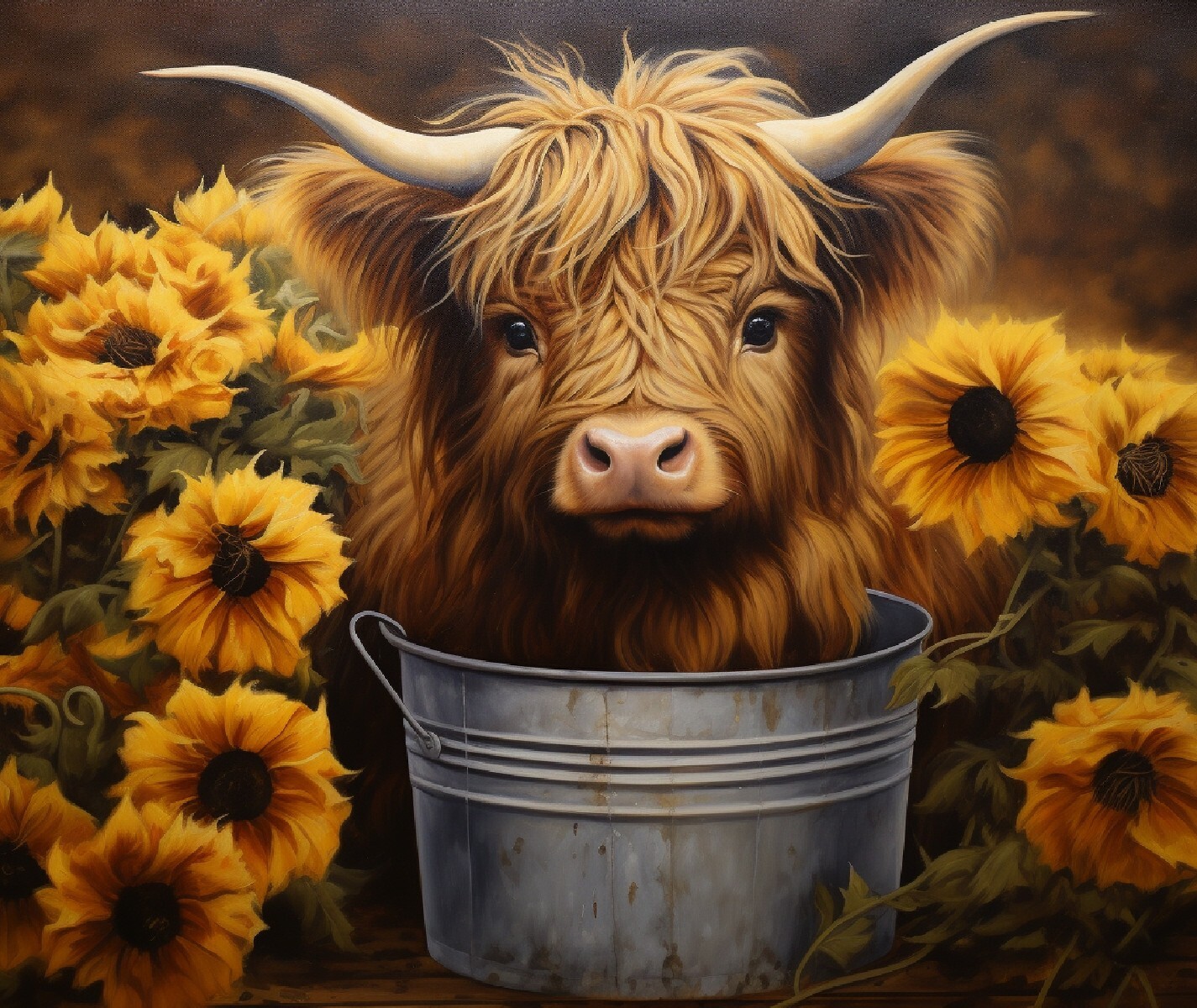 HIGHLAND COW SUNFLOWER BUCKET ADORABLE COMPUTER MOUSE PAD 9 X 7