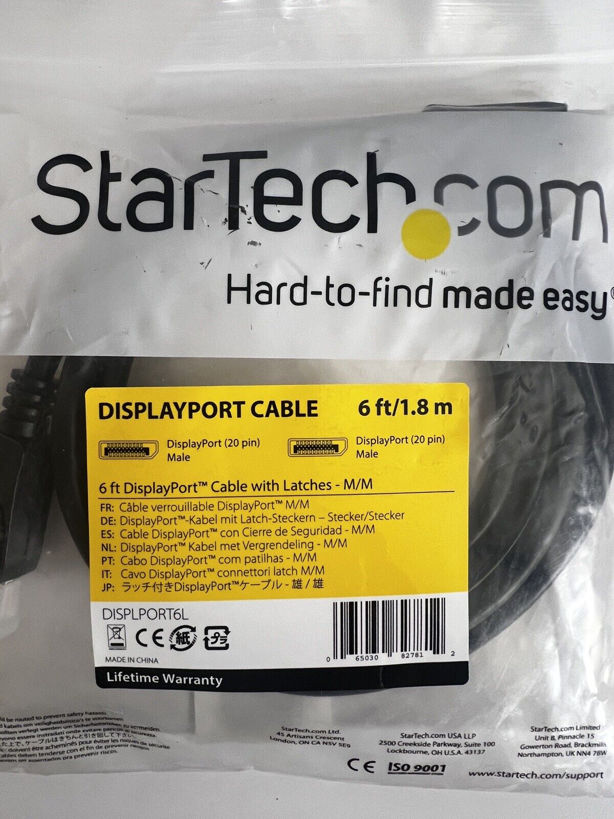 StarTech 20Gbps Thunderbolt 3 USB-C to USB-C Cable - 6.5ft/2m - Black - 4k 60Hz