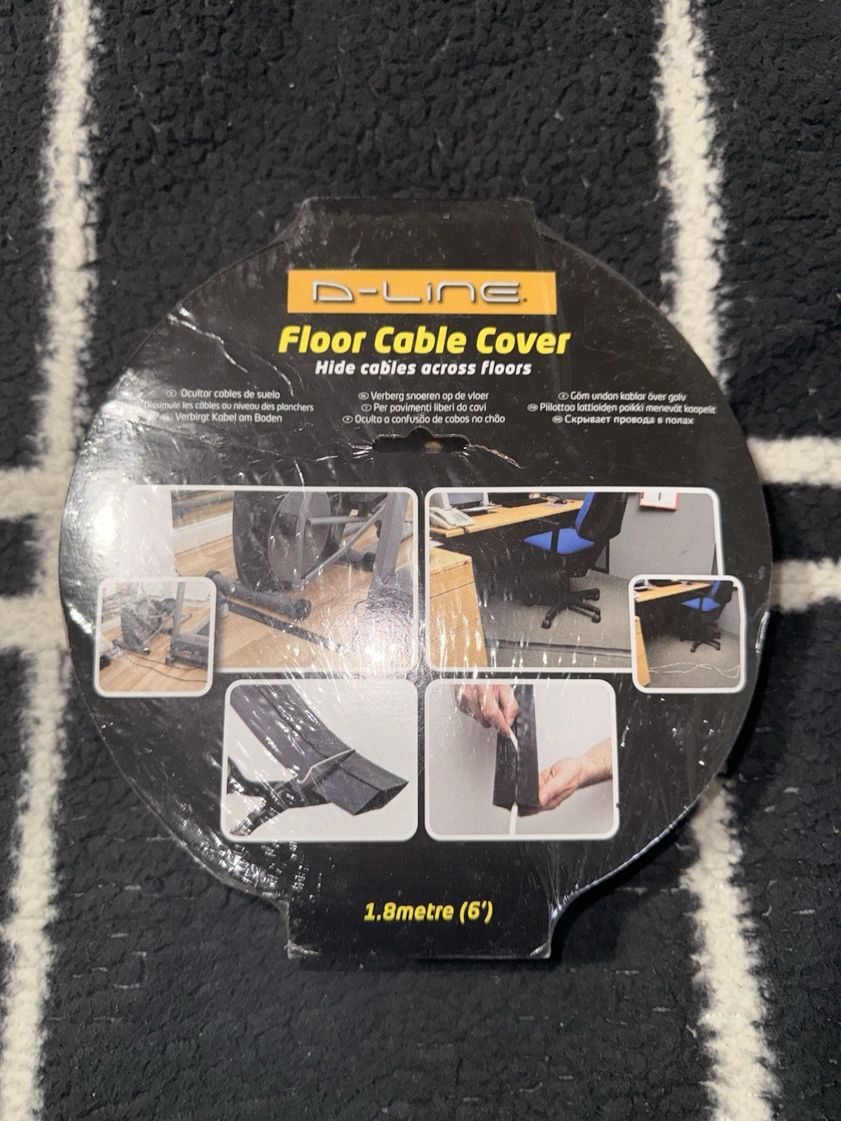 D-Line 6ft Floor Cord Cover Floor Cable Protector Extension Cord Cover Black