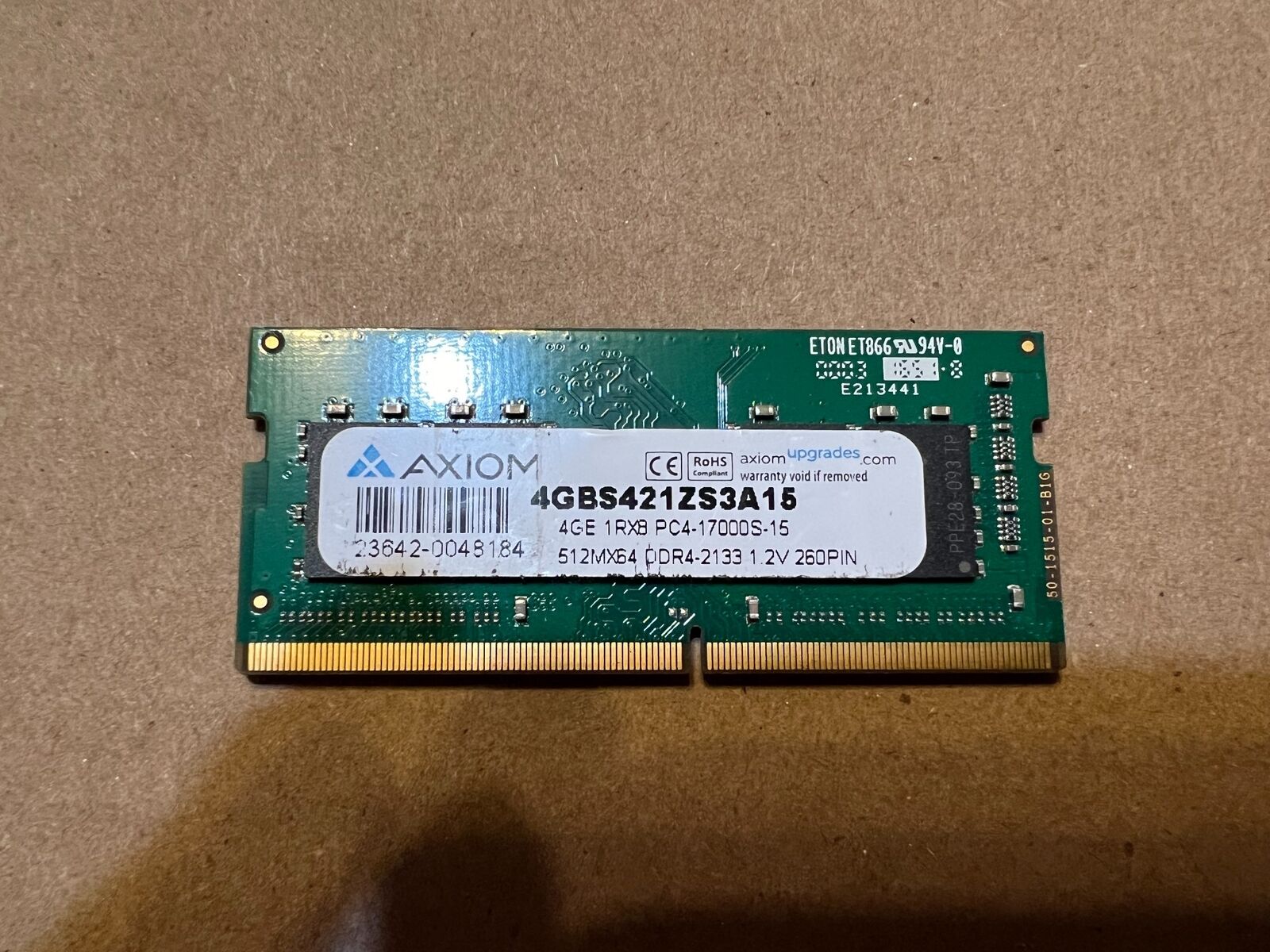 GENUINE AXIOM LAPTOP MEMORY 4GB DDR4 PC4-17000S-15 4GBS421ZS3A15 E2-6 (1)