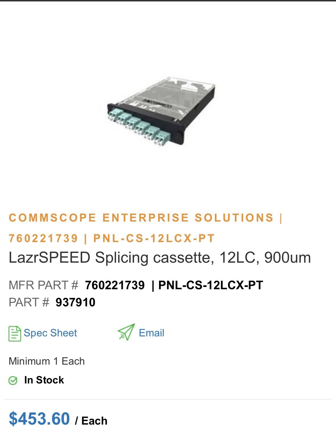 Commscope LazrSPEED Splicing cassette, 12LC, 900um | 760221739