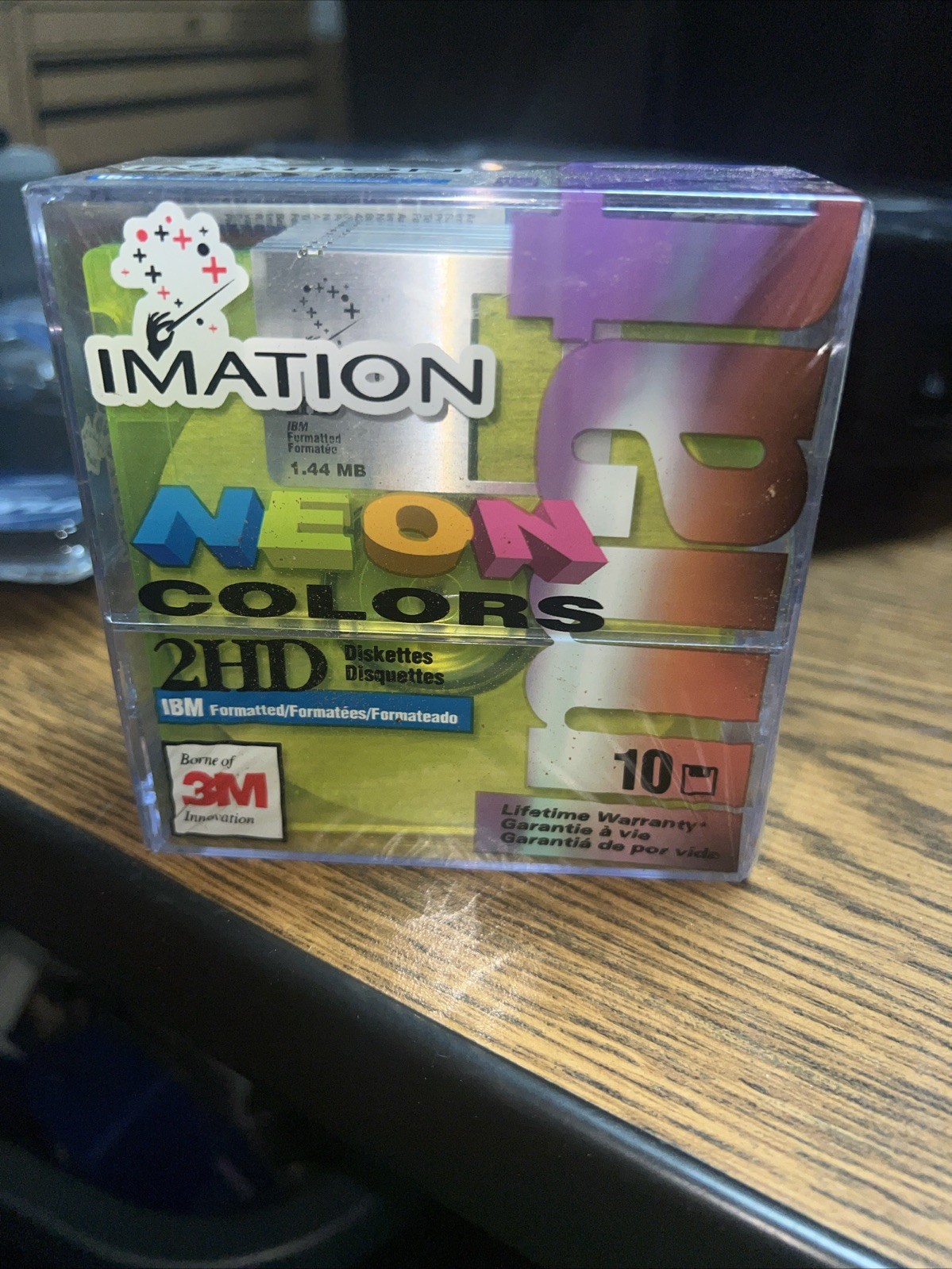 10 X NEON Imation Formatted Diskettes IBM 2HD 1.44 MB Sealed  Floppy Disks 3m