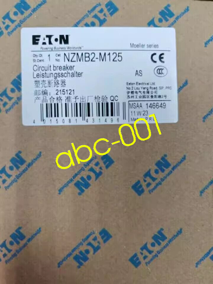 1pcs EATON NZMB2-M125  Plastic Shell Circuit Breaker DHL/FedEx