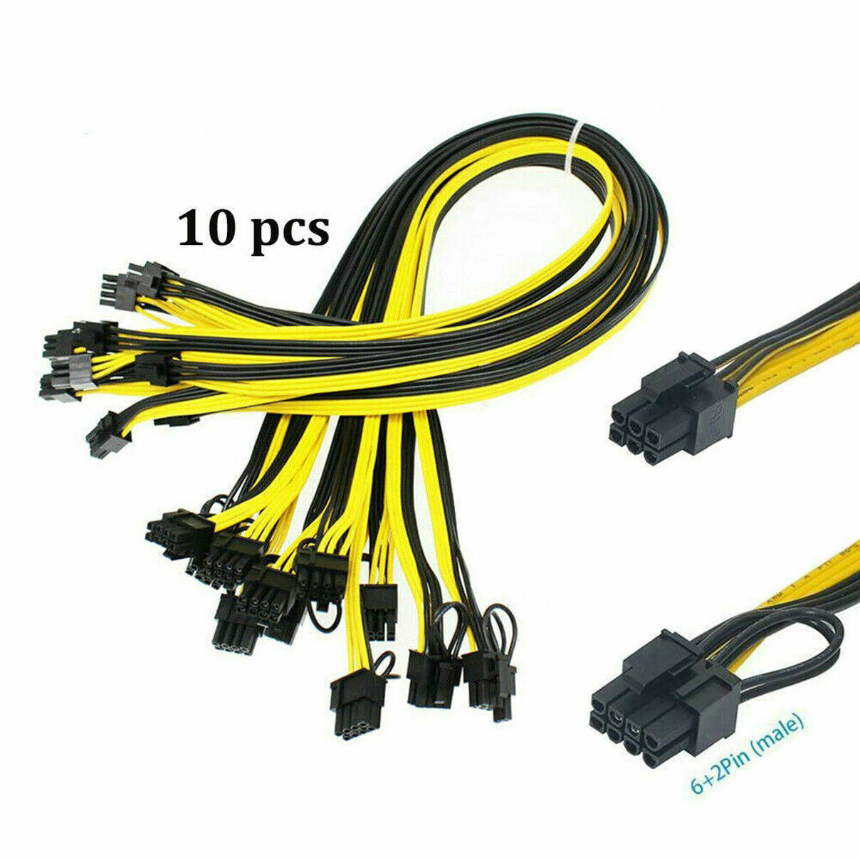 10x 50cm Quality Breakout Cable 6Pin to 8Pin (6+2Pin) PCI-E Cable 18AWG Mining