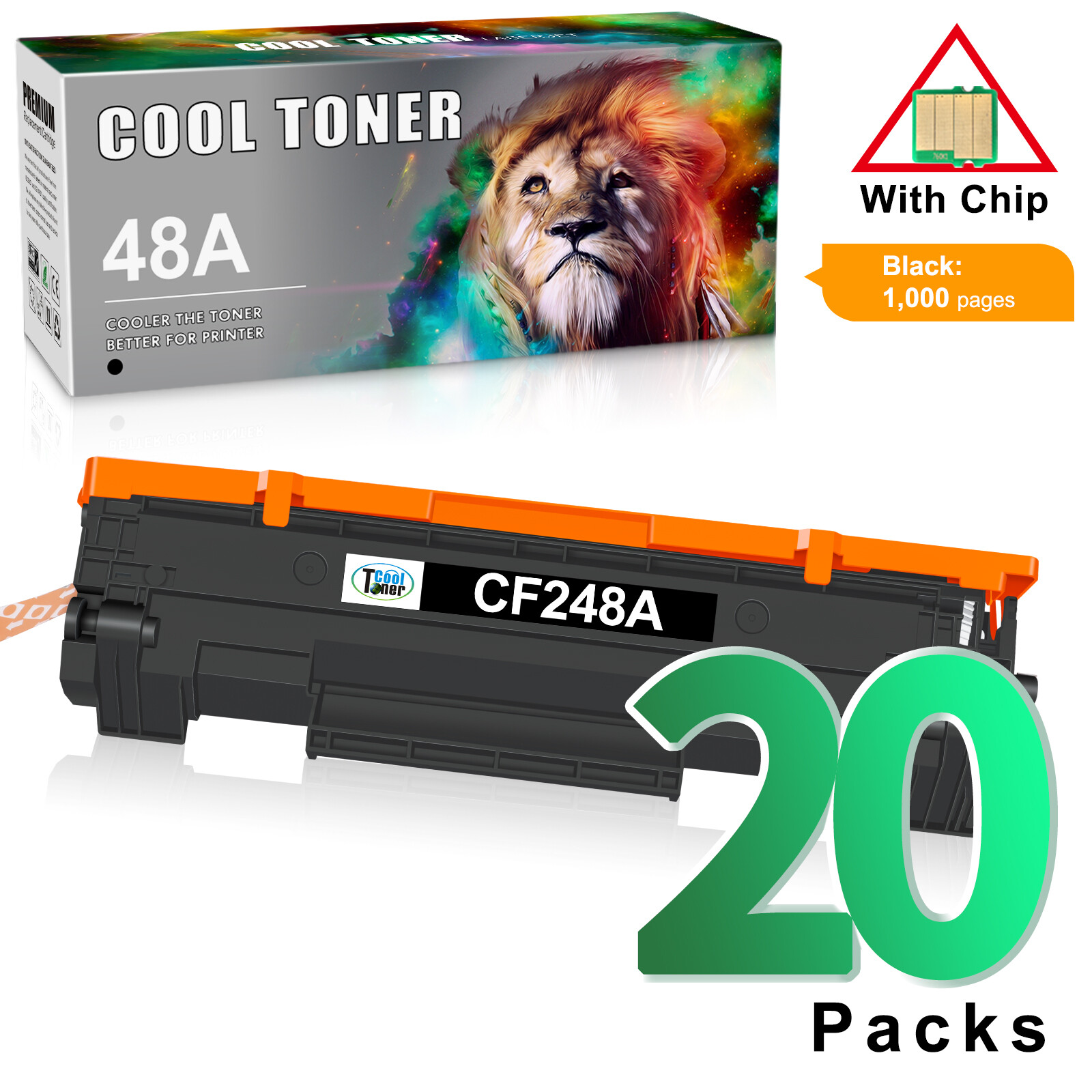 20pack CF248A Toner for HP 48A LaserJet Pro M15w M16a MFP M28w M28a High Yield