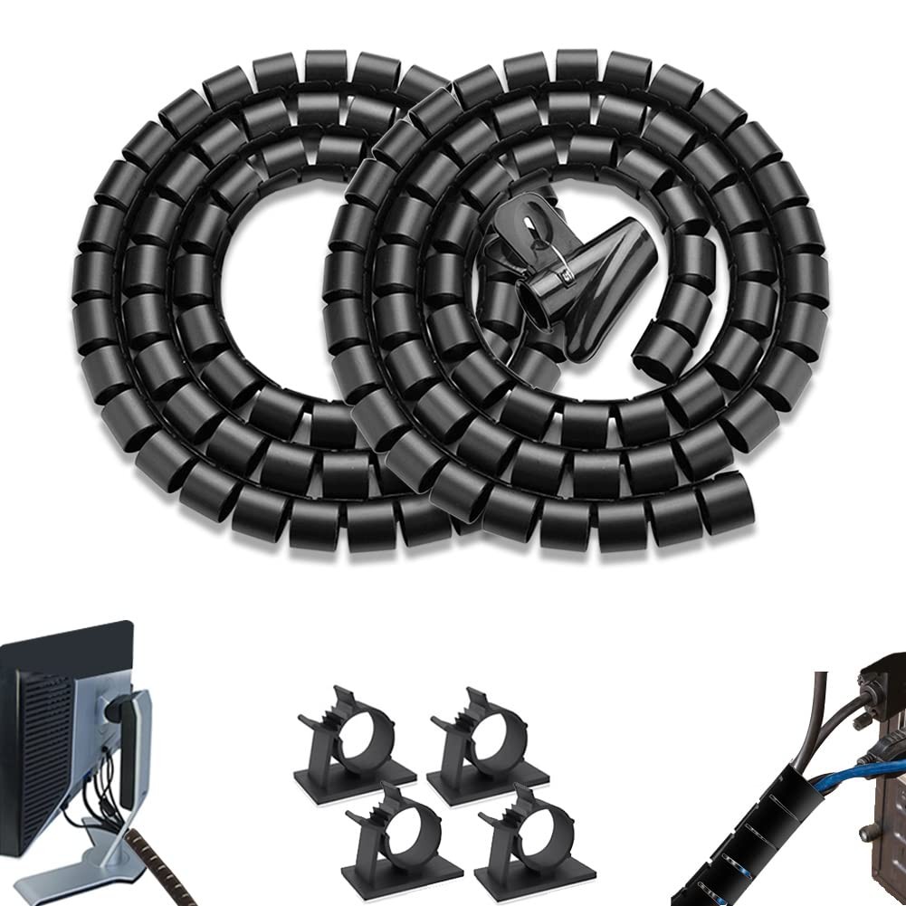 Fanoshon PC Cable Management Sleeve Tube Desk Cord Organizer 2 PCS Black, 7/8...
