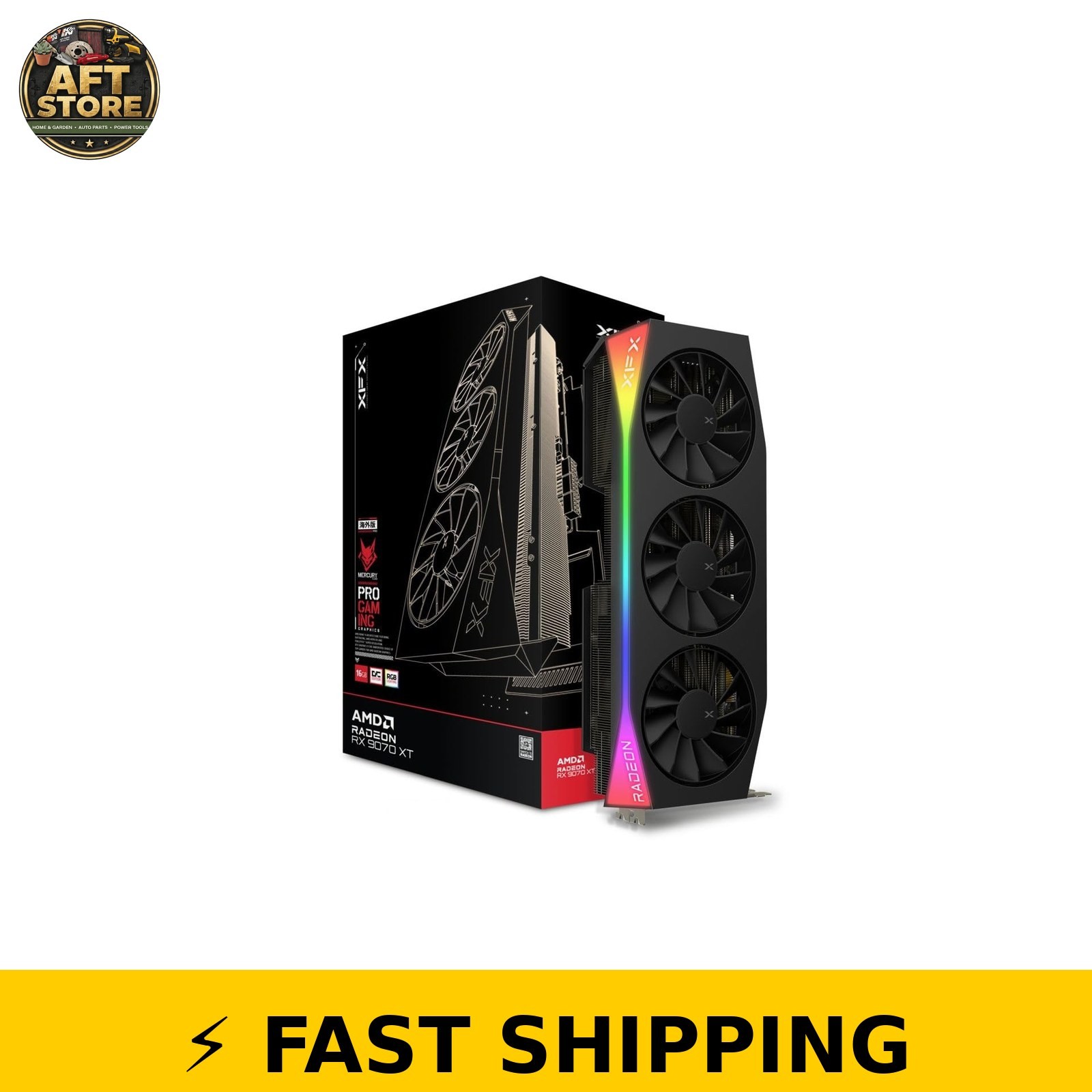 XFX Mercury AMD Radeon RX 9070 XT 16GB GDDR6 Graphics Card with RGB