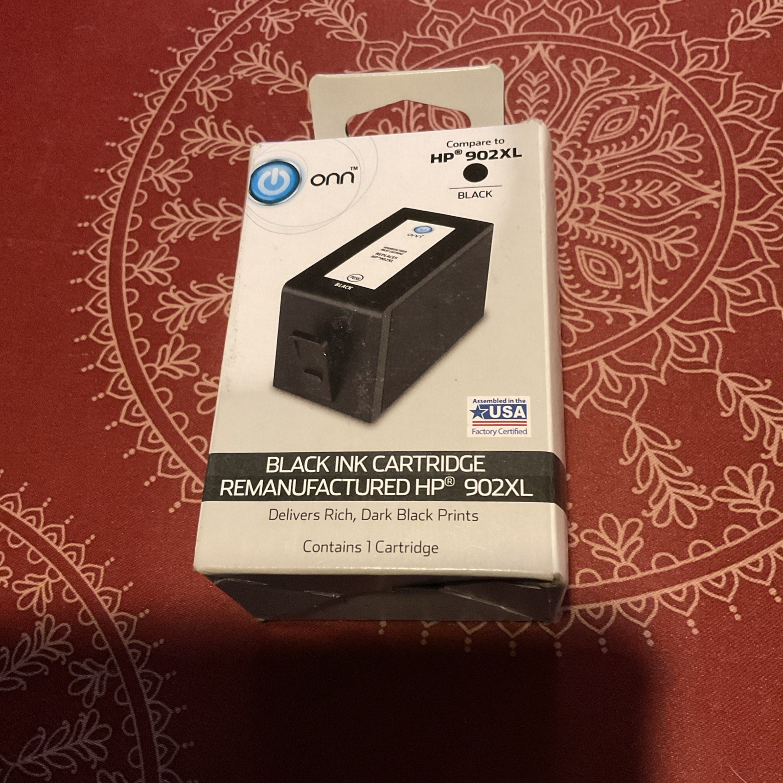 Lot of 3 New Onn Black Ink Cartridge Compatible With HP 902XL NEW in Box