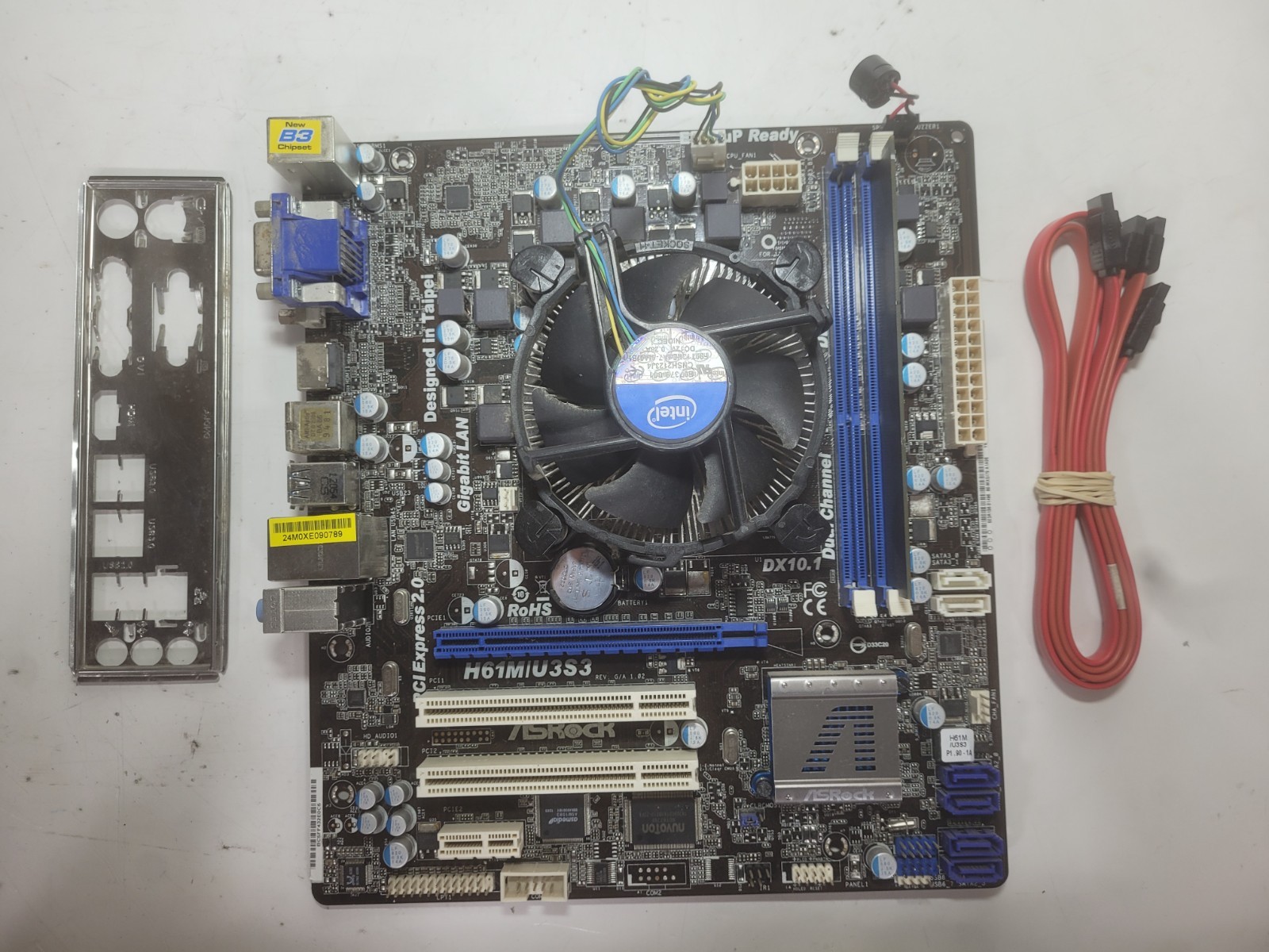 ASRock H61M-DGS Motherboard w/i3-3220, 2GB RAM, IO Shield #2151