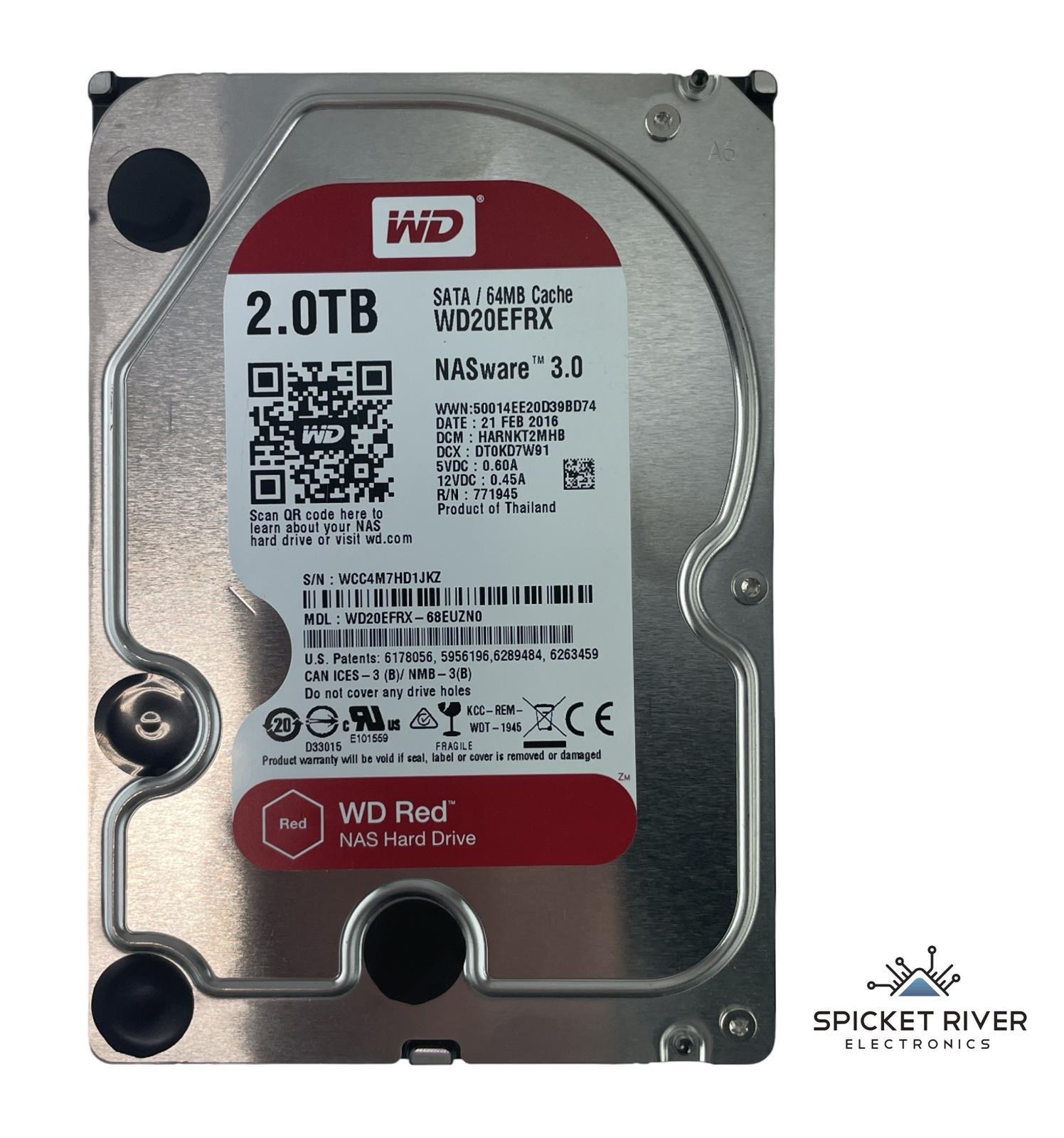 Western Digital Red WD20EFRX 2TB SATA 6Gb/s NASware 3.0 3.5-Inch Hard Drive HDD