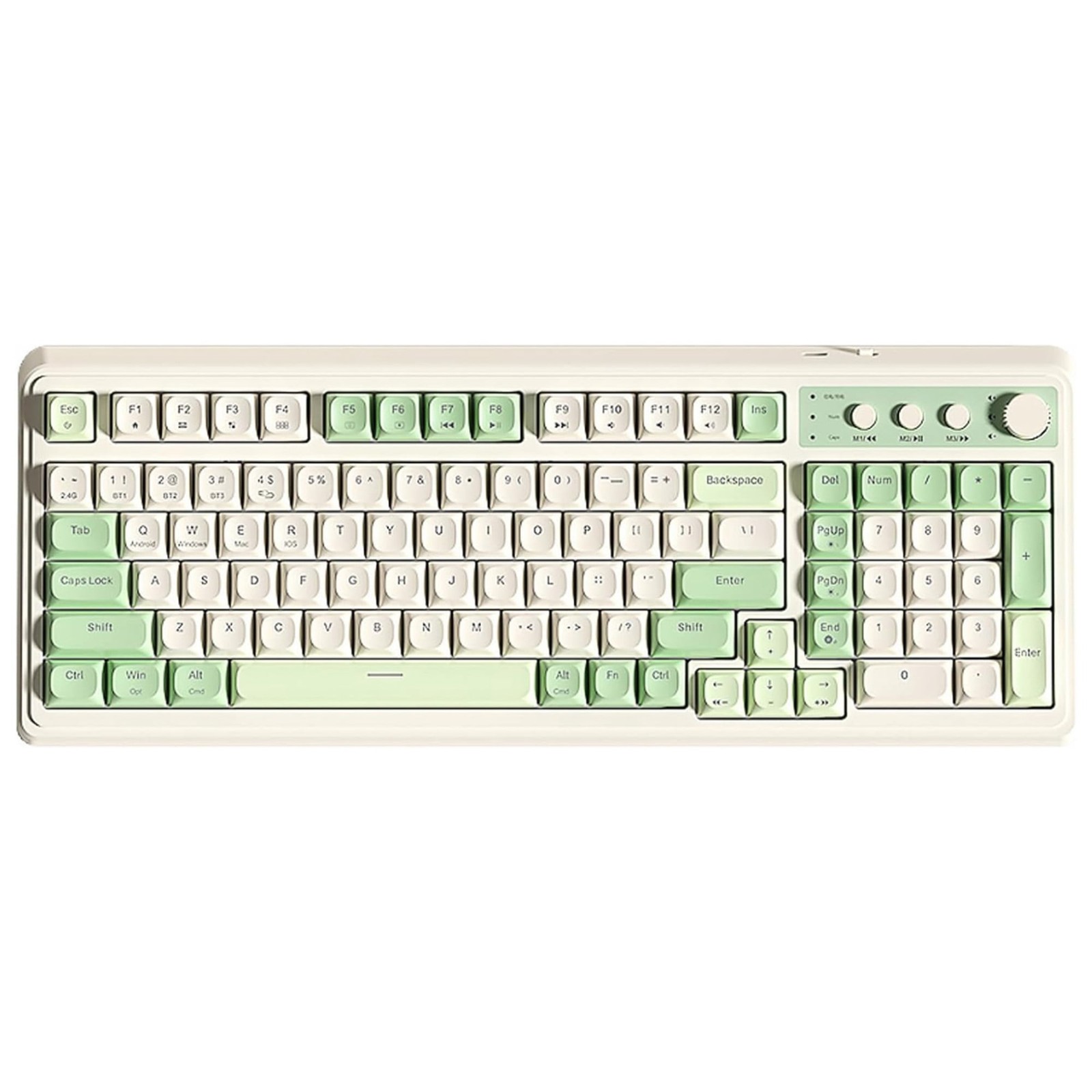 S99-Key Tri-Mode Gaming Keyboard Bluetooth 2.4G USB-C RGB Backlit Green