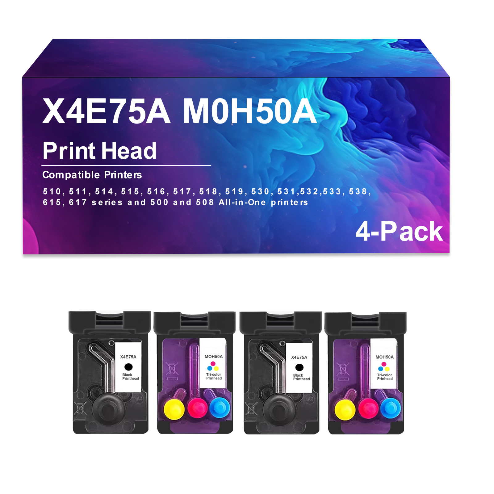 4 Pack X4E75A M0H50A Print Head Compatible With Smart Tank 510 511 514 515 516