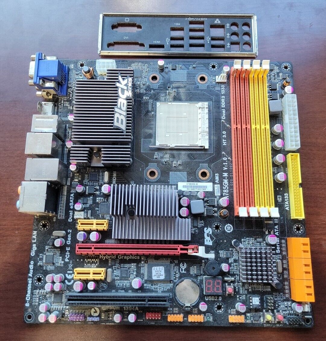 ECS Black Series A785GM-M Motherboard with I/O Shield NO VIDEO