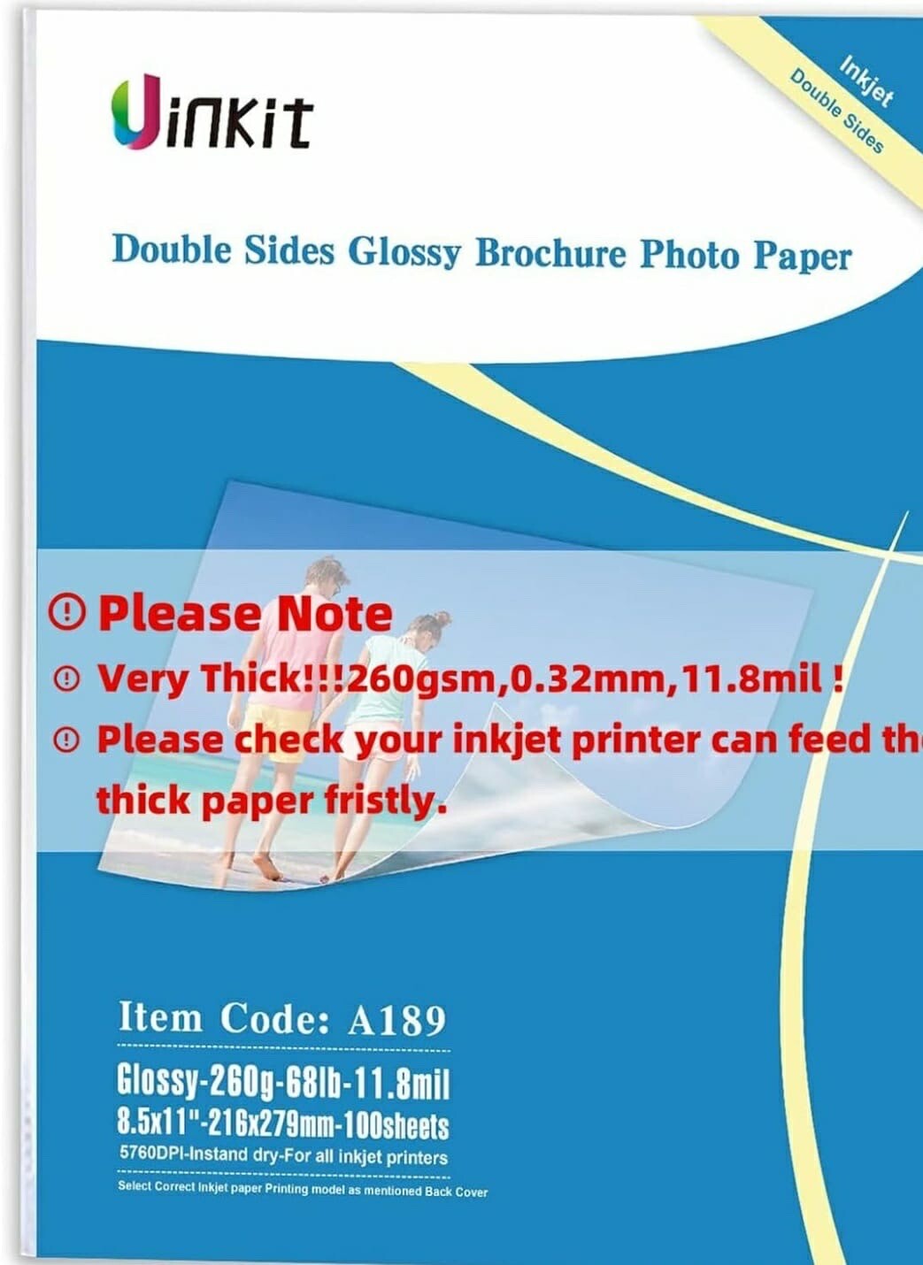 Thick Photo Paper Glossy Double Sided 100 Sheets 8.5x11 Heavyweight 68lb 260gsm