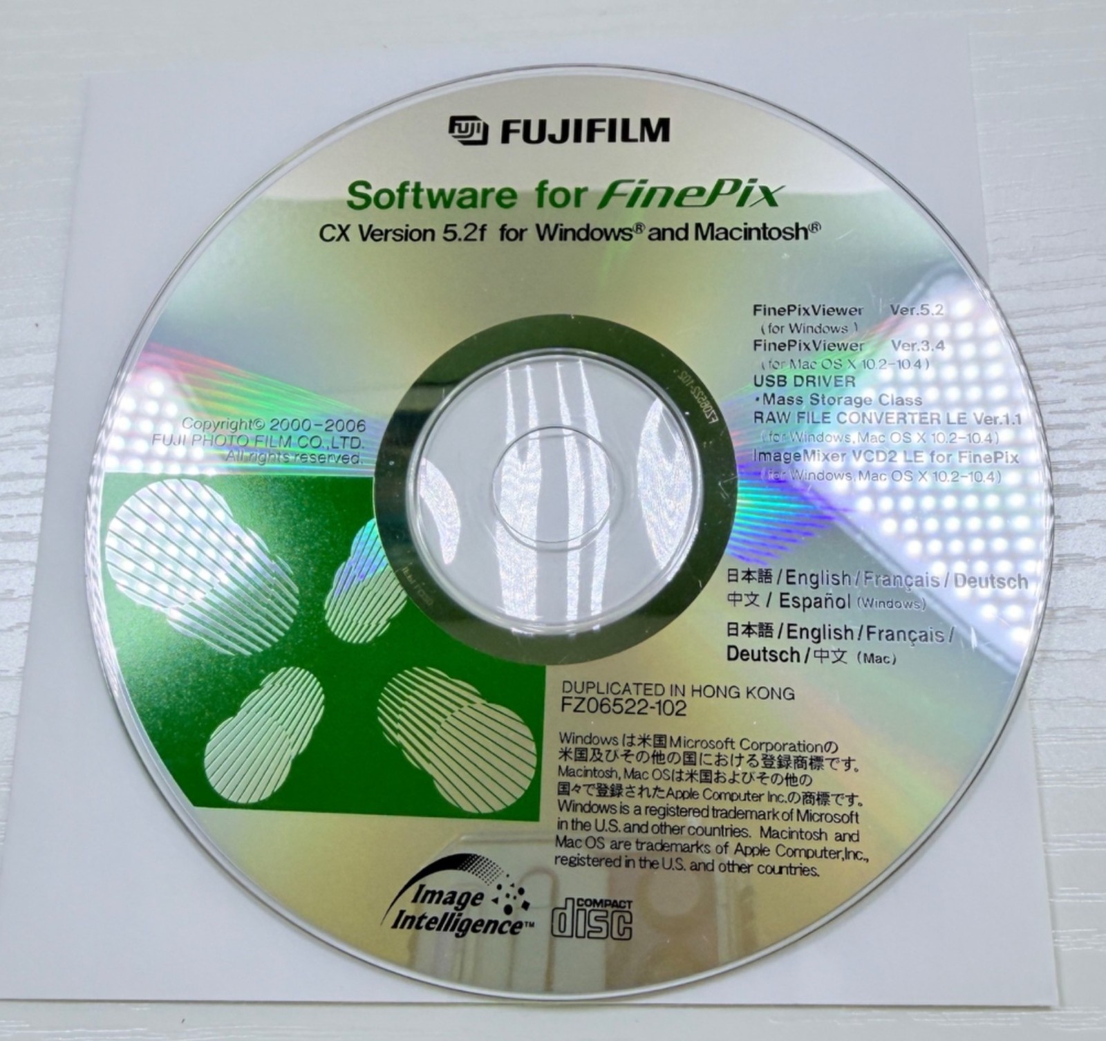Fujifilm FinePix CX 5.2f Software Disc Windows & Mac Version CD-ROM Image Tools