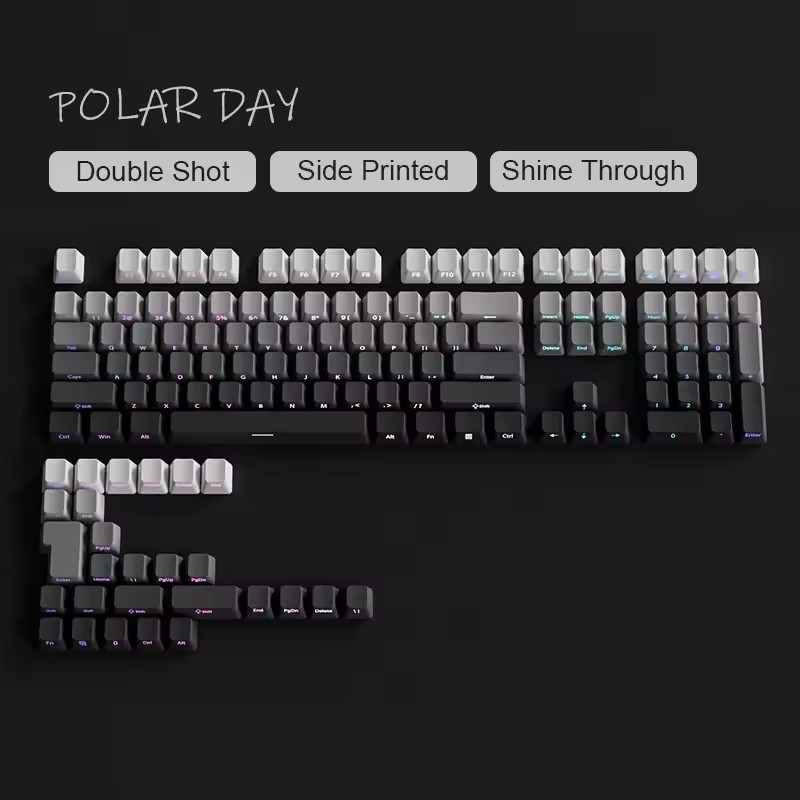 Doubleshot PBT Keycap Set Side Print Shine Through Backlit Keycaps For Cherry