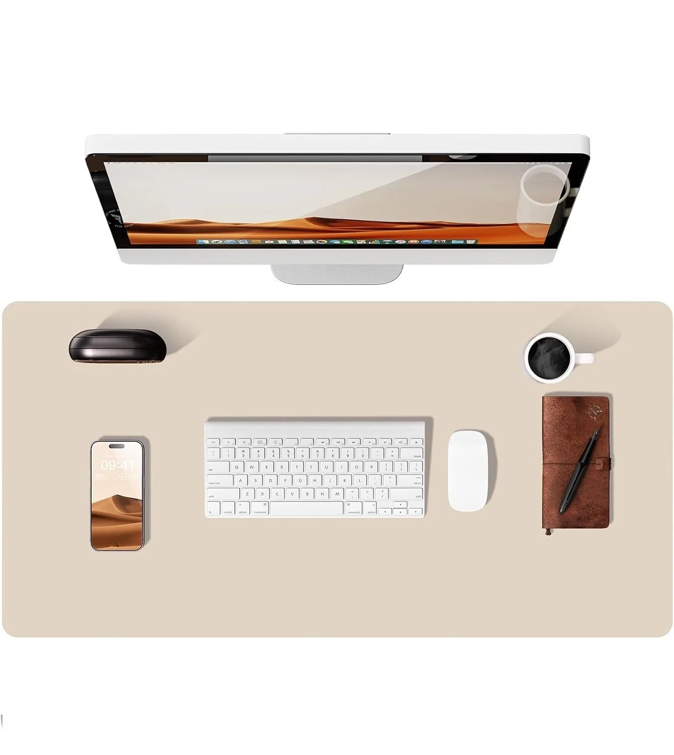 Large Mouse Pad,Office Desk Mat, Leather Desk Pad Protector, Non-Slip PU Leather