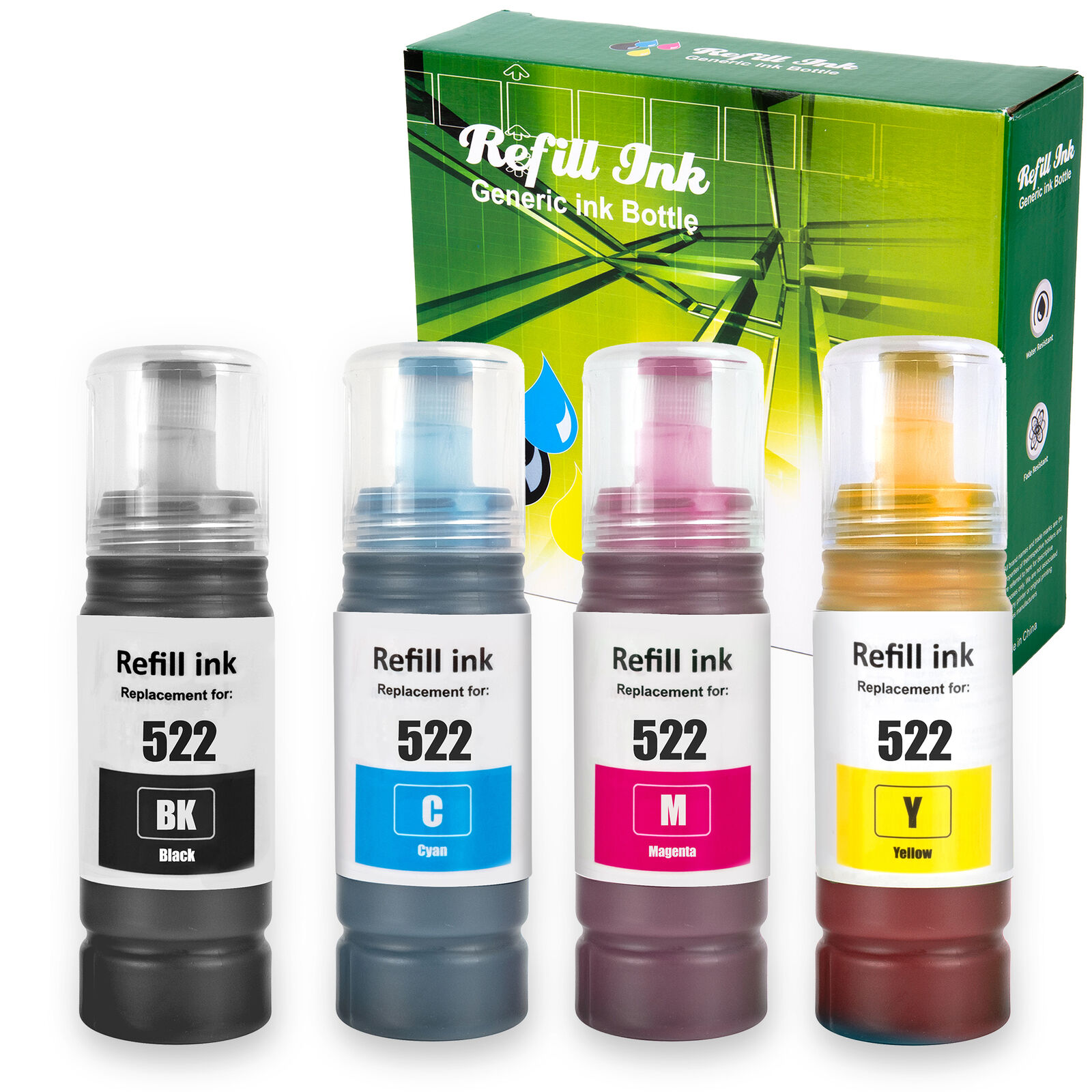 4x Ink Refill Bottle For Epson 522 T522 Ecotank ET-2400 4800 2800 2803 2720 4700