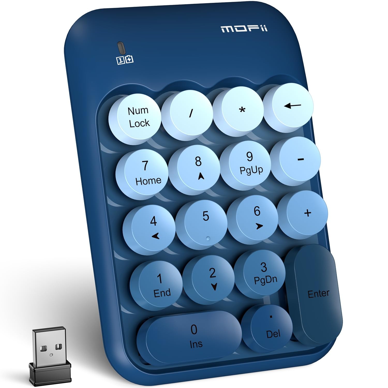 Wireless Number Pads, Colorful 2.4G Wireless 18 Keys Numeric Keypad Portable ...